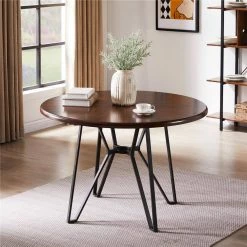 Irizo 44.9 in. Round Brown MDF Dining Table (Seats 4) by Homy Casa -Homy Casa Shop brown homy casa kitchen dining tables irizo 6329 31 1000