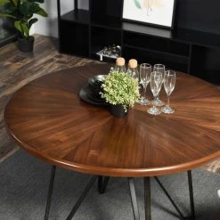 Irizo 44.9 in. Round Brown MDF Dining Table (Seats 4) by Homy Casa -Homy Casa Shop brown homy casa kitchen dining tables irizo 6329 44 1000