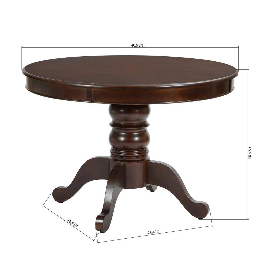 Zackary 41 in. Round Brown Wood Dining Table (Seats 4) by Homy Casa 8 Zackary 41 in. Round Brown Wood Dining Table (Seats 4) by Homy Casa - Image 6