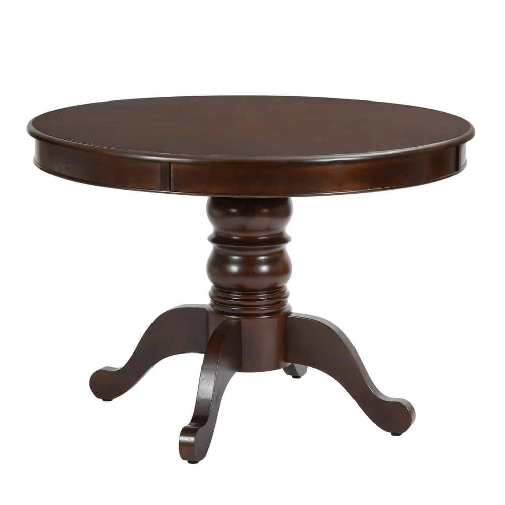 Zackary 41 in. Round Brown Wood Dining Table (Seats 4) by Homy Casa 3 Zackary 41 in. Round Brown Wood Dining Table (Seats 4) by Homy Casa