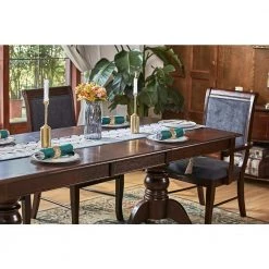Zaim 77.7 in.Rectangle Removable Leaf Brown Wood Dining Table(Seats 6) by Homy Casa -Homy Casa Shop brown homy casa kitchen dining tables zaim dining table 4f 1000