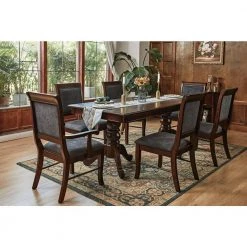 Zaim 77.7 in.Rectangle Removable Leaf Brown Wood Dining Table(Seats 6) by Homy Casa -Homy Casa Shop brown homy casa kitchen dining tables zaim dining table c3 1000