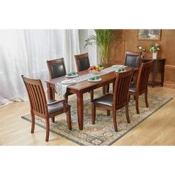 Zaman 77.7 in. Rectangle Removable Leaf Brown Wood Dining Table (Seats 6) by Homy Casa -Homy Casa Shop brown homy casa kitchen dining tables zaman dining table 31 1000
