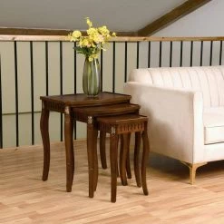 Mackay 22 in. Brown Rectangle Wood Coffee Table With 3 Pieces by Homy Casa -Homy Casa Shop brown homy casa nesting tables hd mackay 31 1000