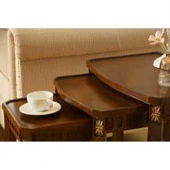 Mackay 22 in. Brown Rectangle Wood Coffee Table With 3 Pieces by Homy Casa -Homy Casa Shop brown homy casa nesting tables hd mackay fa 1000