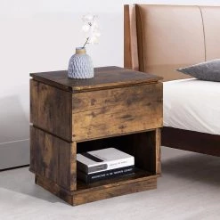 Dormammu 1-Drawer Brown Nightstand by Homy Casa -Homy Casa Shop brown homy casa nightstands dormammu 31 1000