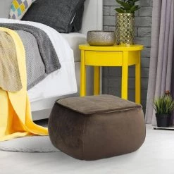 Living Room Grey Velvet Ottoman by Homy Casa -Homy Casa Shop brown homy casa ottomans rondae grey 31 1000