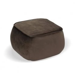 Living Room Grey Velvet Ottoman by Homy Casa -Homy Casa Shop brown homy casa ottomans rondae grey 4f 1000