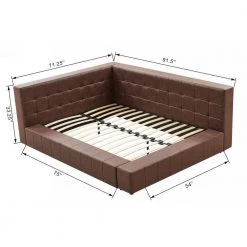 Ldelle 91.5 in. W Brown Wood Frame Full Platform Bed by Homy Casa 17 Ldelle 91.5 in. W Brown Wood Frame Full Platform Bed by Homy Casa -Homy Casa Shop brown homy casa platform beds hd ldelle full 1f 1000