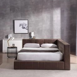 Ldelle 91.5 in. W Brown Wood Frame Full Platform Bed by Homy Casa 21 Ldelle 91.5 in. W Brown Wood Frame Full Platform Bed by Homy Casa -Homy Casa Shop brown homy casa platform beds hd ldelle full 31 1000