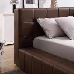 Ldelle 91.5 in. W Brown Wood Frame Full Platform Bed by Homy Casa 18 Ldelle 91.5 in. W Brown Wood Frame Full Platform Bed by Homy Casa -Homy Casa Shop brown homy casa platform beds hd ldelle full 44 1000