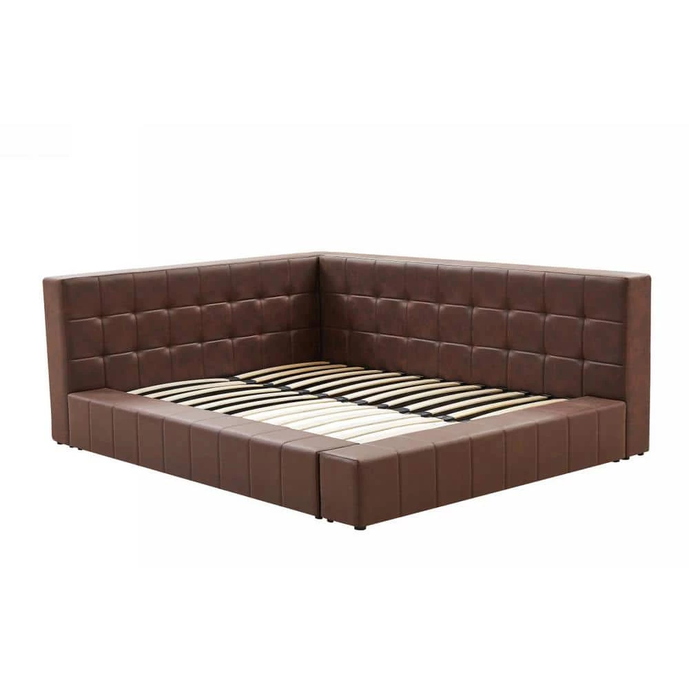 Ldelle 91.5 in. W Brown Wood Frame Full Platform Bed by Homy Casa 7 Ldelle 91.5 in. W Brown Wood Frame Full Platform Bed by Homy Casa - Image 5