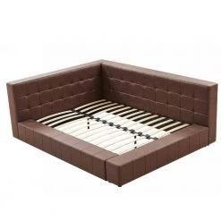 Ldelle 91.5 in. W Brown Wood Frame Full Platform Bed by Homy Casa