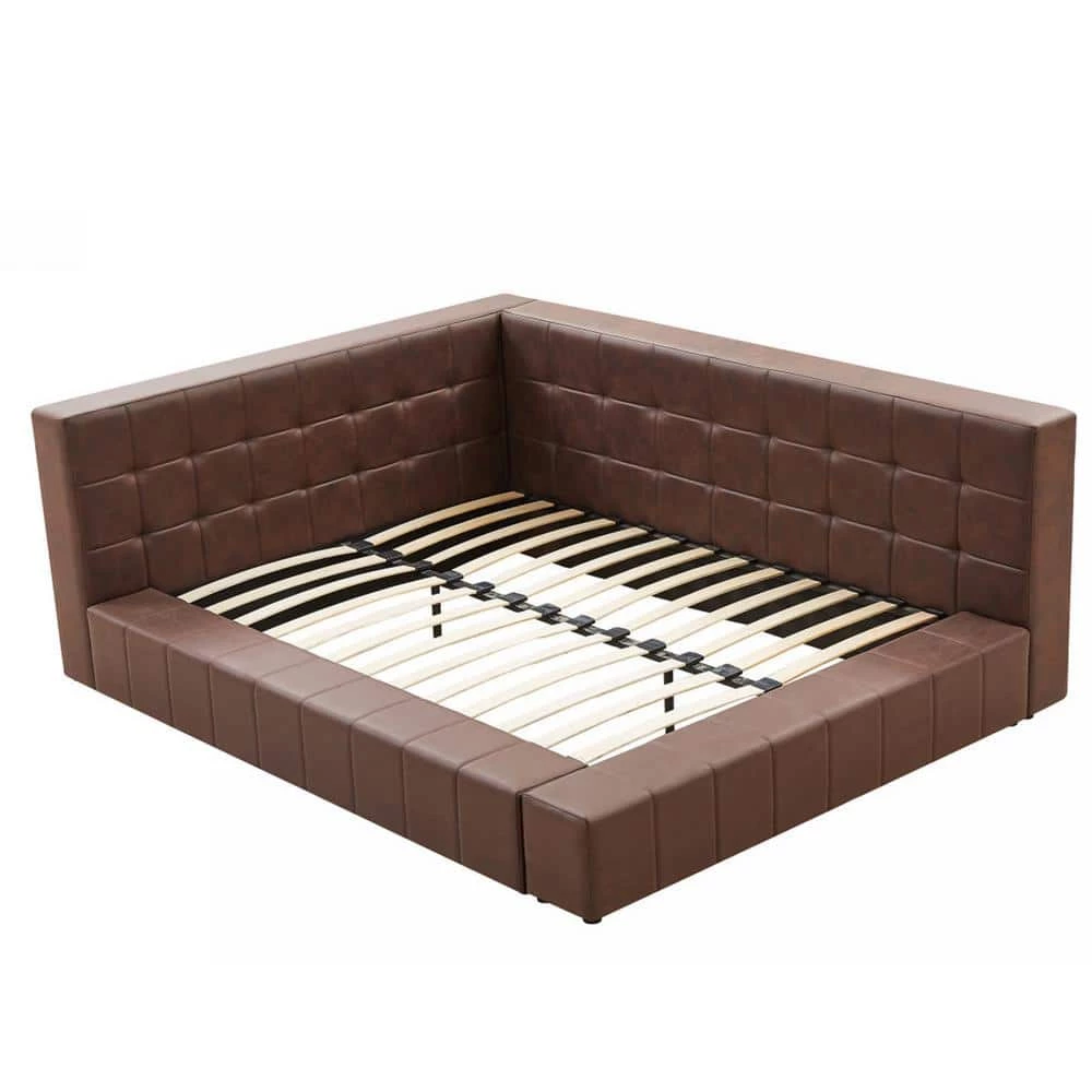 Ldelle 91.5 in. W Brown Wood Frame Full Platform Bed by Homy Casa 3 Ldelle 91.5 in. W Brown Wood Frame Full Platform Bed by Homy Casa