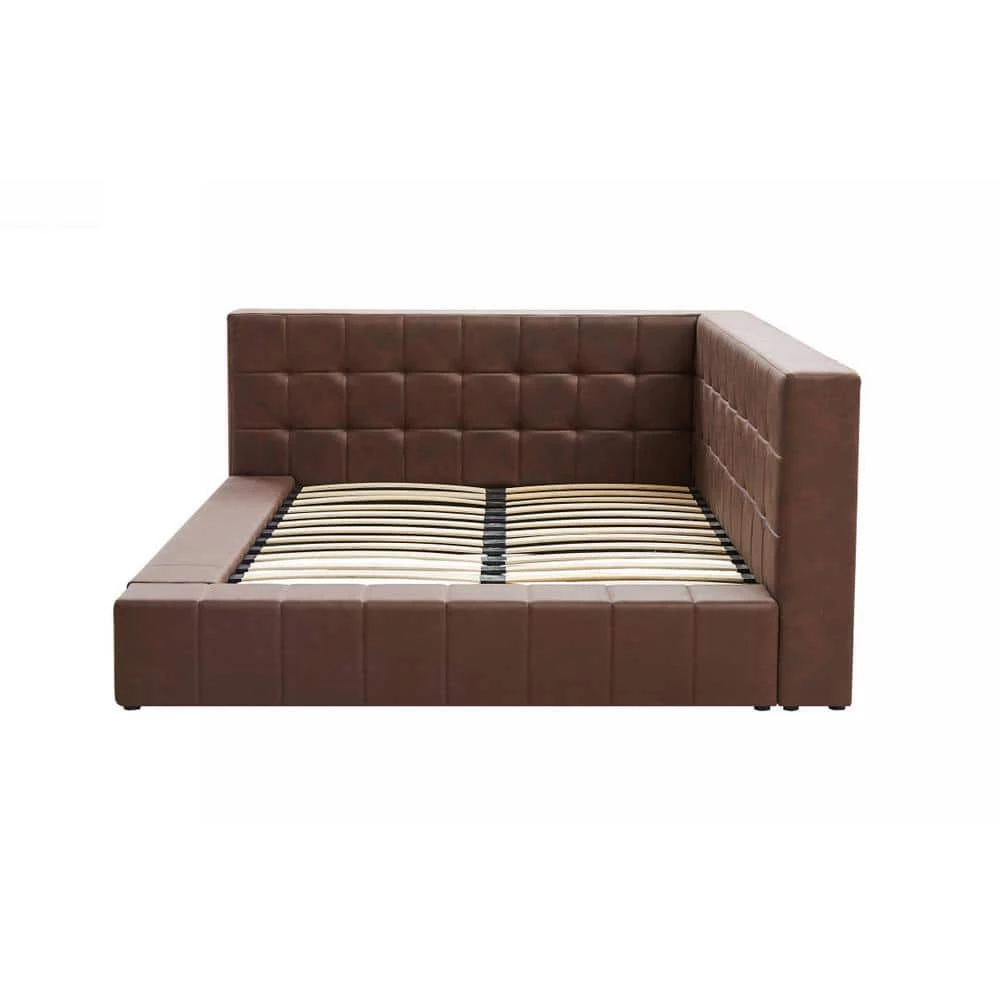Ldelle 91.5 in. W Brown Wood Frame Full Platform Bed by Homy Casa 6 Ldelle 91.5 in. W Brown Wood Frame Full Platform Bed by Homy Casa - Image 4