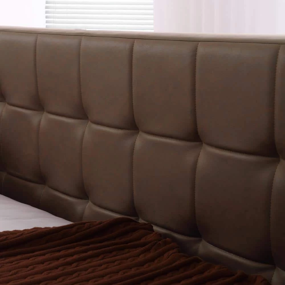 Ldelle 91.5 in. W Brown Wood Frame Full Platform Bed by Homy Casa 10 Ldelle 91.5 in. W Brown Wood Frame Full Platform Bed by Homy Casa - Image 8