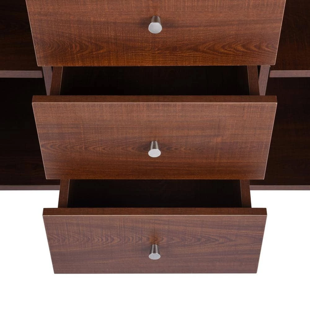 Dorfler Brown Storage Cabinet Sideboard With 2-Door and 3-Drawer by Homy Casa 6 Dorfler Brown Storage Cabinet Sideboard With 2-Door and 3-Drawer by Homy Casa - Image 4