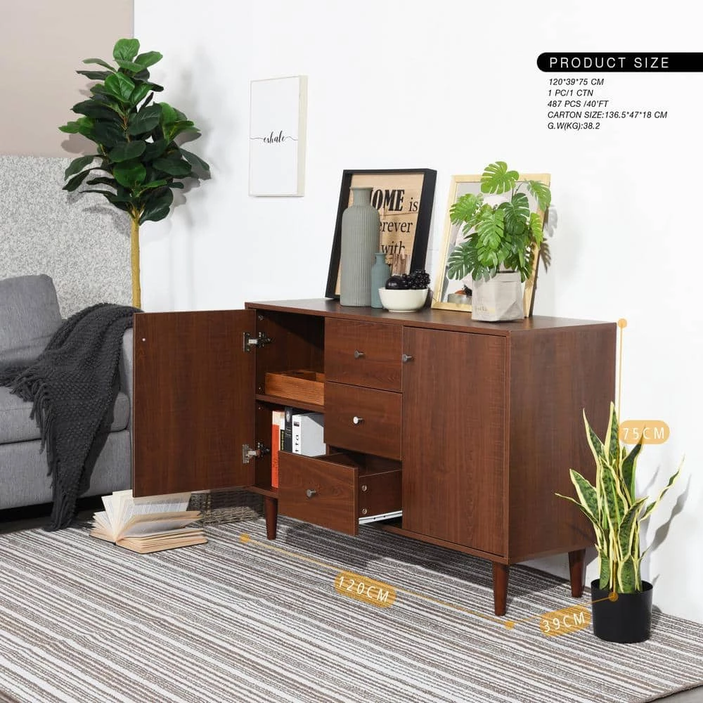 Dorfler Brown Storage Cabinet Sideboard With 2-Door and 3-Drawer by Homy Casa 15 Dorfler Brown Storage Cabinet Sideboard With 2-Door and 3-Drawer by Homy Casa - Image 13