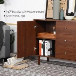 Dorfler Brown Storage Cabinet Sideboard With 2-Door and 3-Drawer by Homy Casa 17 Dorfler Brown Storage Cabinet Sideboard With 2-Door and 3-Drawer by Homy Casa -Homy Casa Shop brown homy casa sideboards buffet tables dorfler 40 1000