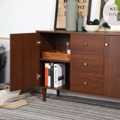 Dorfler Brown Storage Cabinet Sideboard With 2-Door and 3-Drawer by Homy Casa 26 Dorfler Brown Storage Cabinet Sideboard With 2-Door and 3-Drawer by Homy Casa -Homy Casa Shop brown homy casa sideboards buffet tables dorfler 76 1000