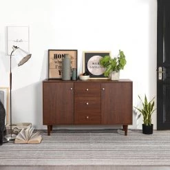 Dorfler Brown Storage Cabinet Sideboard With 2-Door and 3-Drawer by Homy Casa 20 Dorfler Brown Storage Cabinet Sideboard With 2-Door and 3-Drawer by Homy Casa -Homy Casa Shop brown homy casa sideboards buffet tables dorfler 77 1000