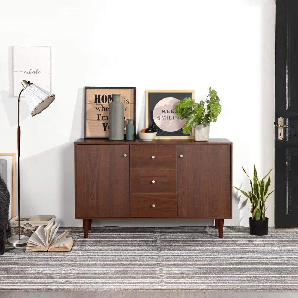 Dorfler Brown Storage Cabinet Sideboard With 2-Door and 3-Drawer by Homy Casa 8 Dorfler Brown Storage Cabinet Sideboard With 2-Door and 3-Drawer by Homy Casa - Image 6