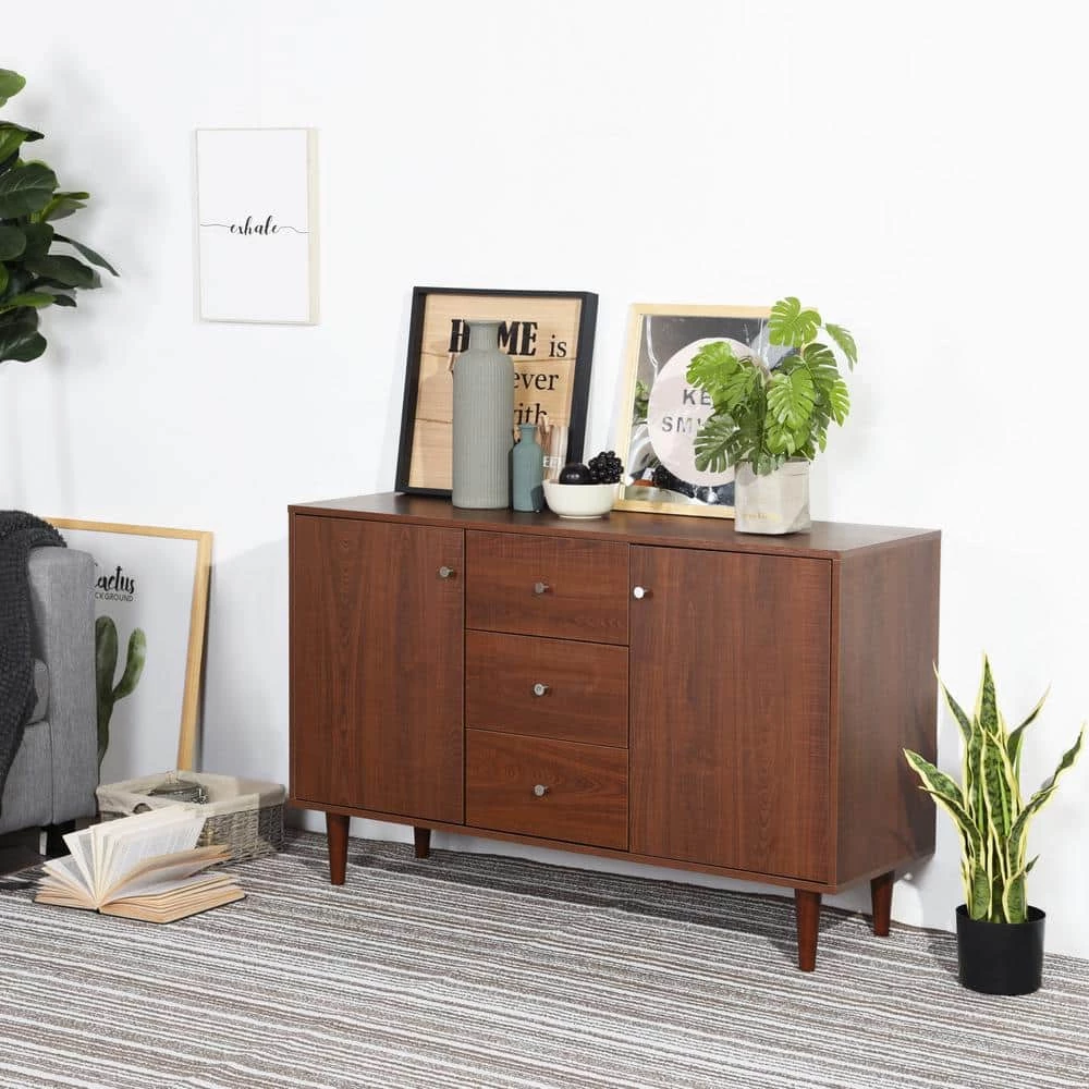 Dorfler Brown Storage Cabinet Sideboard With 2-Door and 3-Drawer by Homy Casa 4 Dorfler Brown Storage Cabinet Sideboard With 2-Door and 3-Drawer by Homy Casa - Image 2