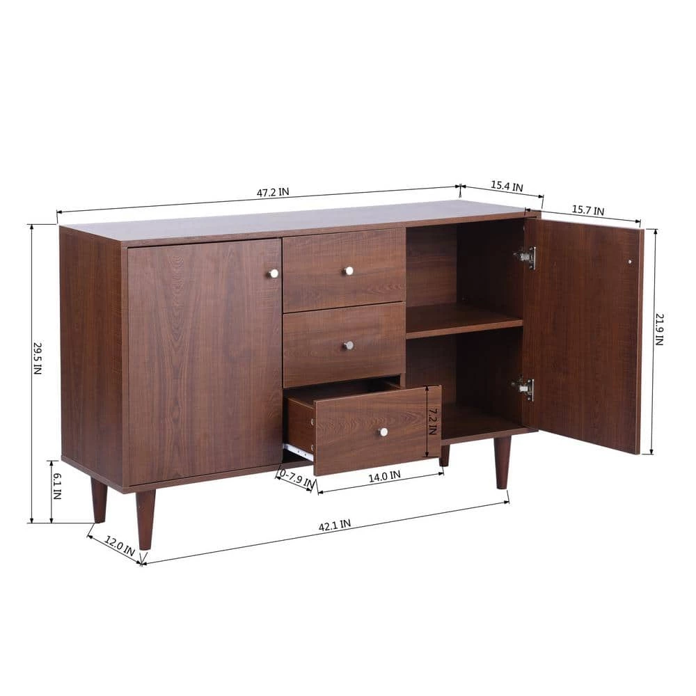 Dorfler Brown Storage Cabinet Sideboard With 2-Door and 3-Drawer by Homy Casa 13 Dorfler Brown Storage Cabinet Sideboard With 2-Door and 3-Drawer by Homy Casa - Image 11
