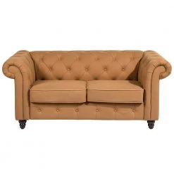 EDWINA 66.9 in. W Round Arm Fabric 2-Seater Straight Sofa Loveseat with Removable Cushions in Brown Color by Homy Casa