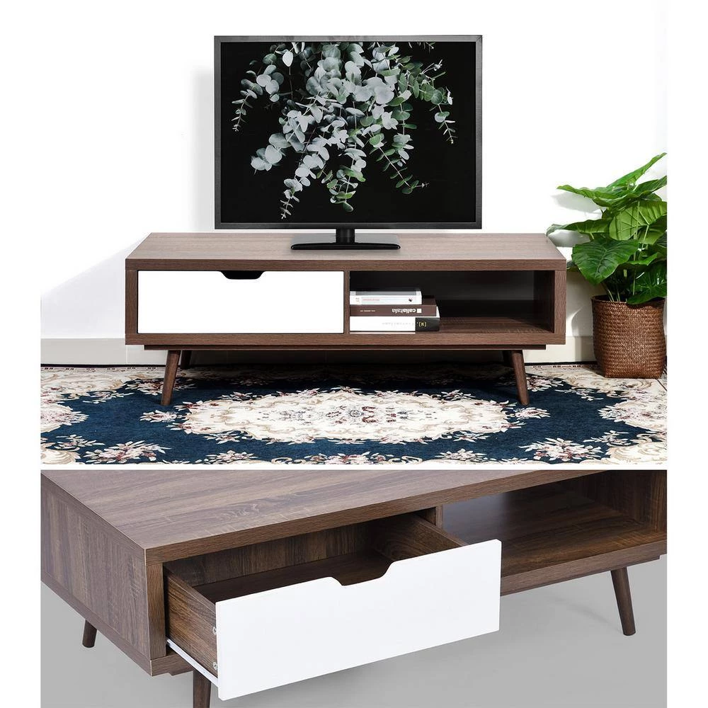 Luxsaan 47 in. Width Brown TV Stand With Storage 49 in. Fits by Homy Casa 4 Luxsaan 47 in. Width Brown TV Stand With Storage 49 in. Fits by Homy Casa - Image 2