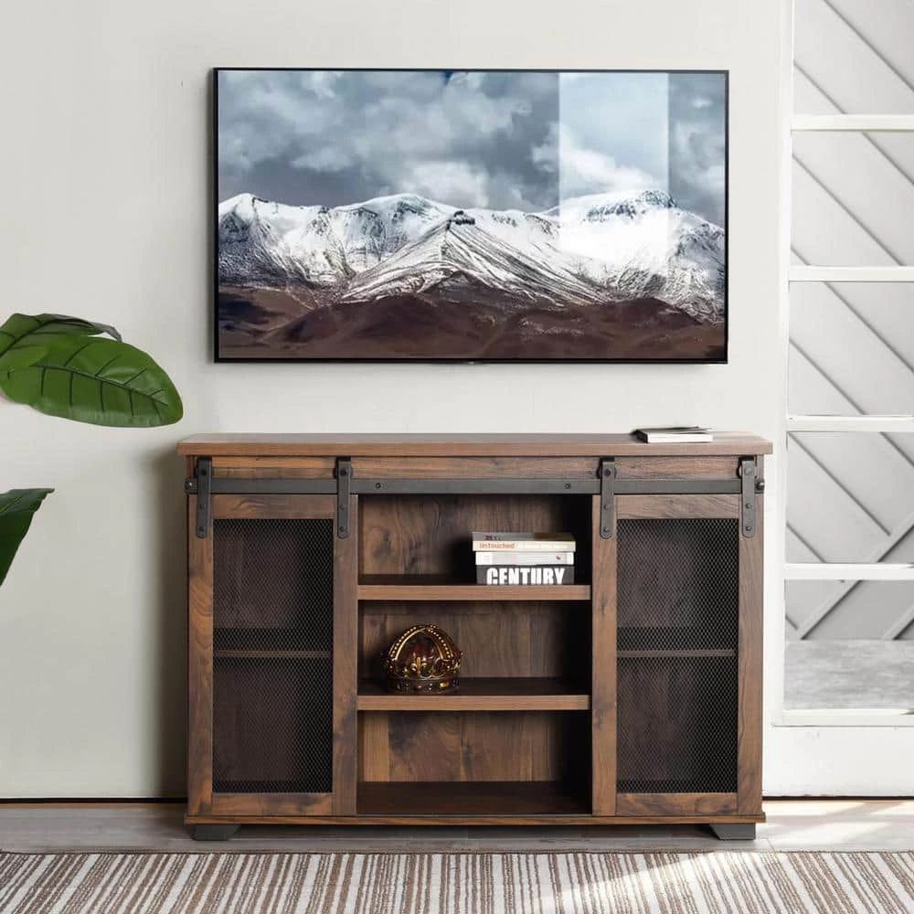 NEWBARN 47.2 in. Brown TV Stand with 1-Drawer Fits TV's up to 50 in by Homy Casa 11 NEWBARN 47.2 in. Brown TV Stand with 1-Drawer Fits TV's up to 50 in by Homy Casa - Image 9