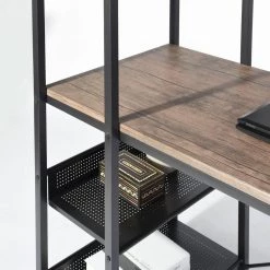 Alaska 47.2 in. Brown Writing Desk with 3 Shelves by Homy Casa -Homy Casa Shop brown homy casa writing desks alaska 246t jm fa 1000