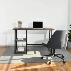 Mcghee 47.4 in. Rectangular Dark Brown Writing Desk with 2-Shelves by Homy Casa -Homy Casa Shop brown homy casa writing desks mcghee 31 1000