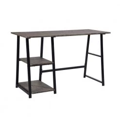 Mcghee 47.4 in. Rectangular Dark Brown Writing Desk with 2-Shelves by Homy Casa