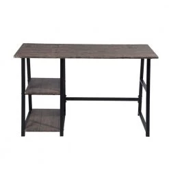 Mcghee 47.4 in. Rectangular Dark Brown Writing Desk with 2-Shelves by Homy Casa -Homy Casa Shop brown homy casa writing desks mcghee c3 1000