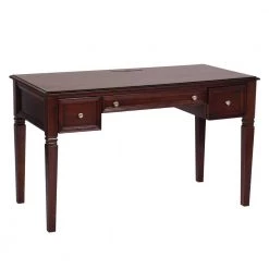 Mildred 50.4 in. Retangular Brown 3-Drawers Writing Desk by Homy Casa