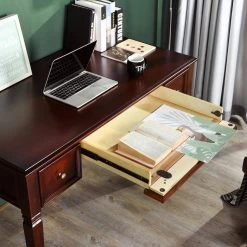 Mildred 50.4 in. Retangular Brown 3-Drawers Writing Desk by Homy Casa -Homy Casa Shop brown homy casa writing desks mildred 6318 77 1000