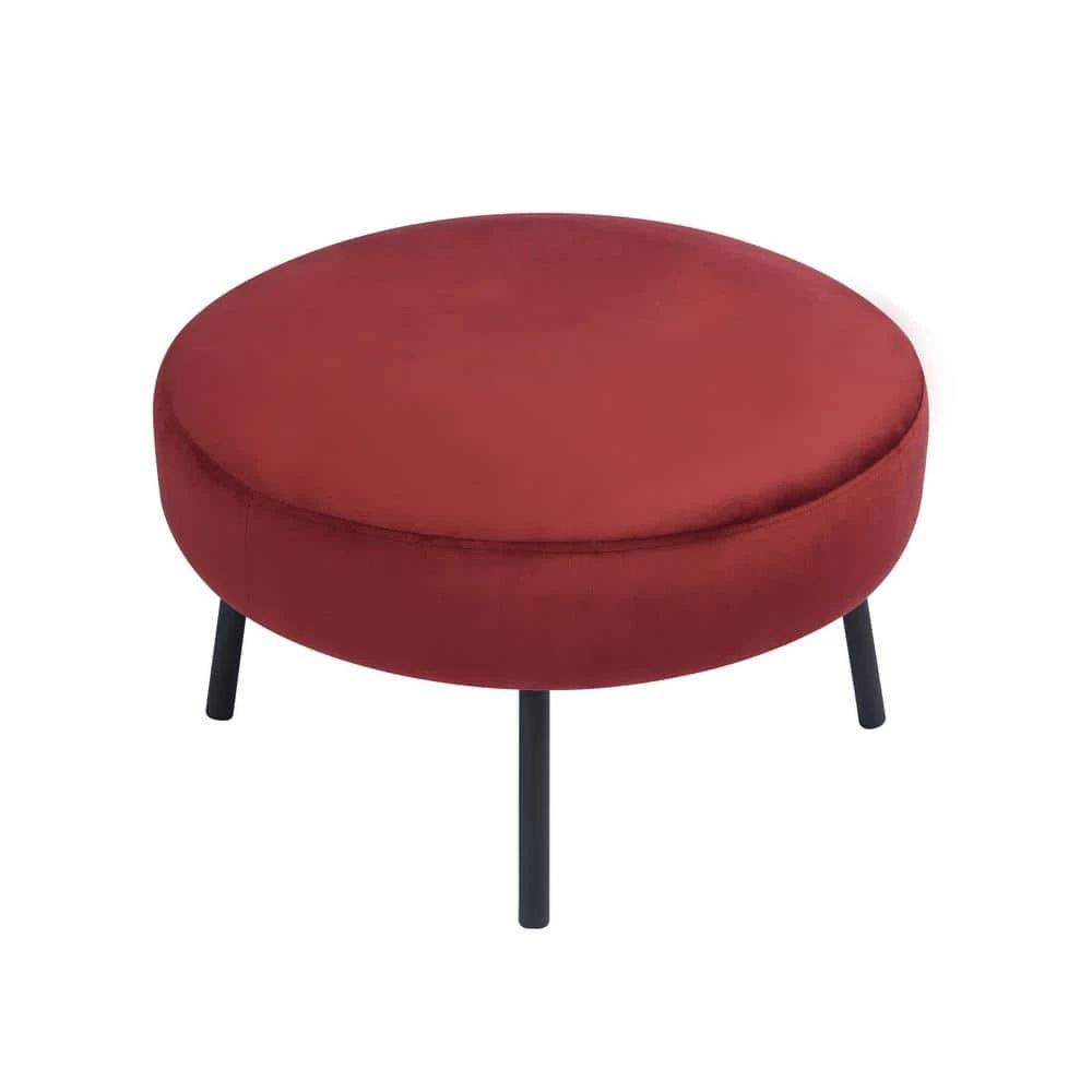 NICKEIL Black Powder Coating Legs Velvet Ottoman, BURGUNDY by Homy Casa 7 NICKEIL Black Powder Coating Legs Velvet Ottoman, BURGUNDY by Homy Casa - Image 5