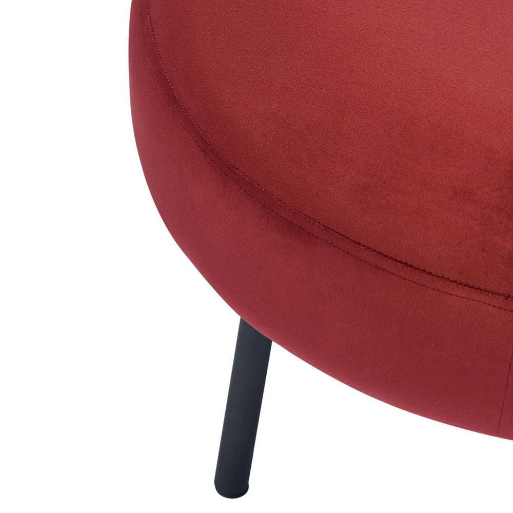 NICKEIL Black Powder Coating Legs Velvet Ottoman, BURGUNDY by Homy Casa 9 NICKEIL Black Powder Coating Legs Velvet Ottoman, BURGUNDY by Homy Casa - Image 7
