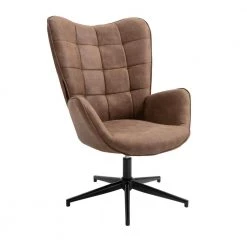 Iris Camel Swivel Arm Chair Wingback Balloon Chair by Homy Casa