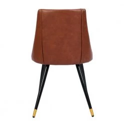 Smeg Caramel Faux Leather Upholstered Dining Side Chairs (Set of 2) by Homy Casa 17 Smeg Caramel Faux Leather Upholstered Dining Side Chairs (Set of 2) by Homy Casa -Homy Casa Shop caramel homy casa dining chairs smeg caramel pu black gold leg 1f 1000