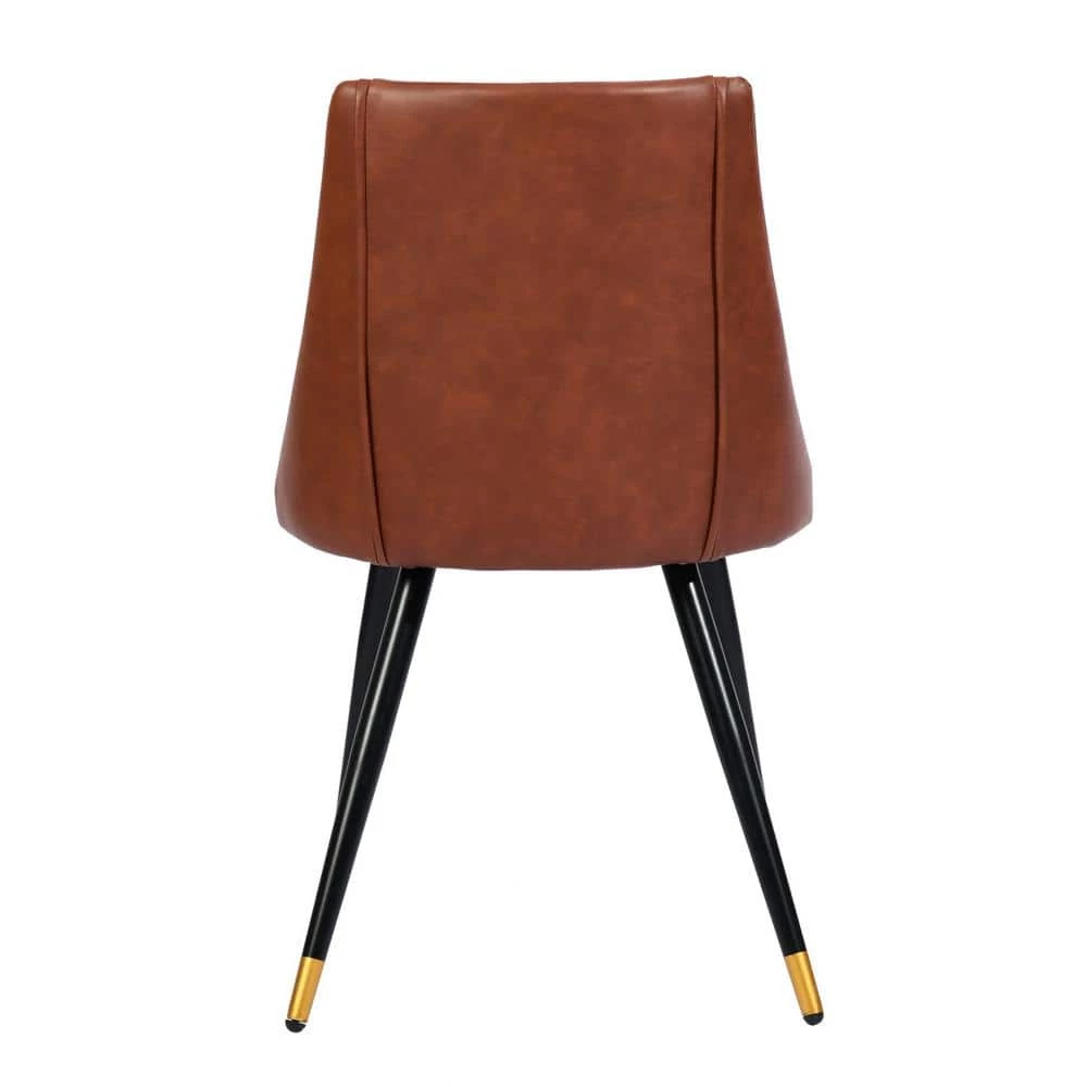 Smeg Caramel Faux Leather Upholstered Dining Side Chairs (Set of 2) by Homy Casa 8 Smeg Caramel Faux Leather Upholstered Dining Side Chairs (Set of 2) by Homy Casa - Image 6