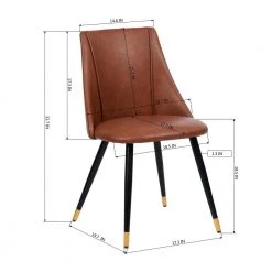 Smeg Caramel Faux Leather Upholstered Dining Side Chairs (Set of 2) by Homy Casa 18 Smeg Caramel Faux Leather Upholstered Dining Side Chairs (Set of 2) by Homy Casa -Homy Casa Shop caramel homy casa dining chairs smeg caramel pu black gold leg 44 1000