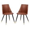 Smeg Caramel Faux Leather Upholstered Dining Side Chairs (Set of 2) by Homy Casa -Homy Casa Shop caramel homy casa dining chairs smeg caramel pu black gold leg 64 1000