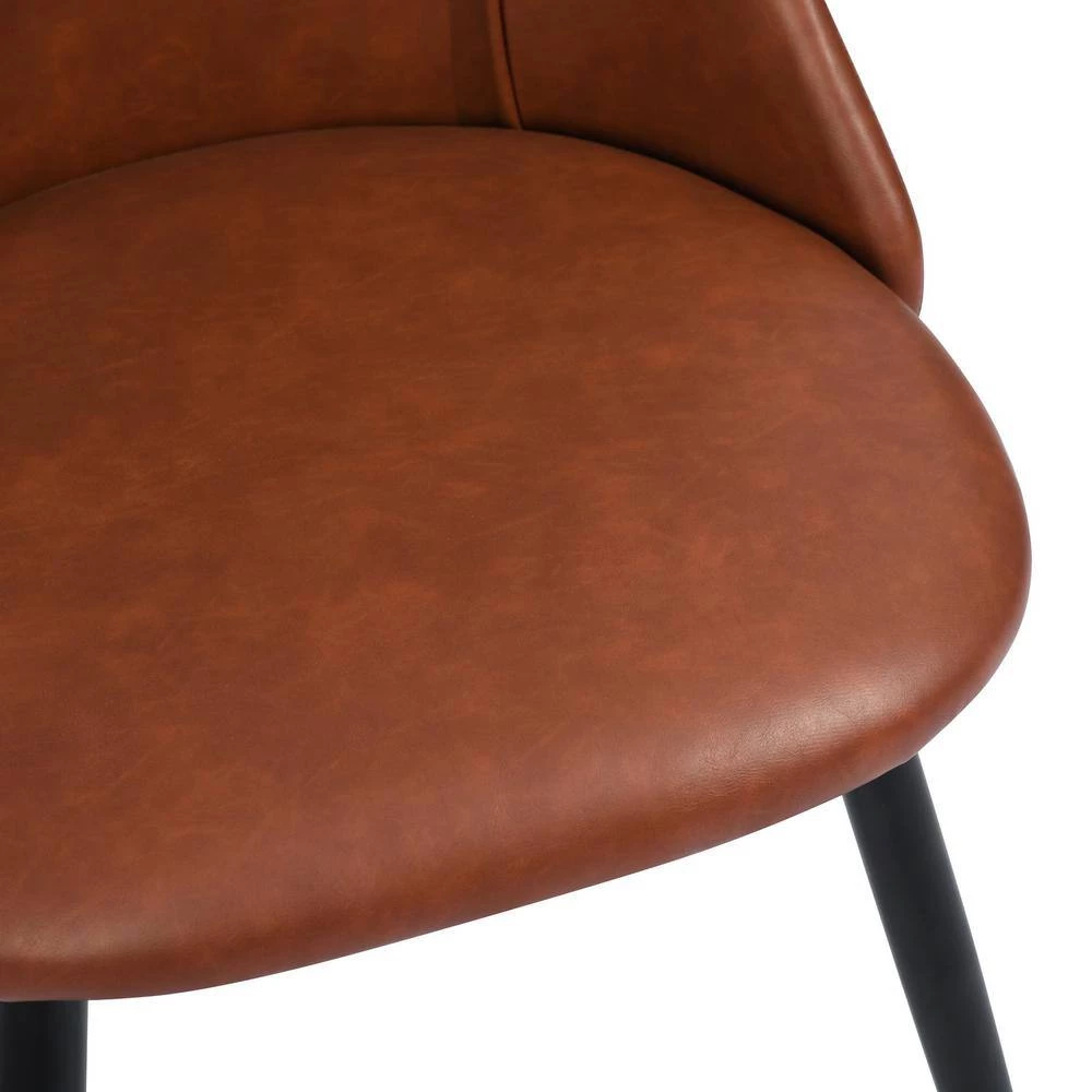 Smeg Caramel Faux Leather Upholstered Dining Side Chairs (Set of 2) by Homy Casa 11 Smeg Caramel Faux Leather Upholstered Dining Side Chairs (Set of 2) by Homy Casa - Image 9