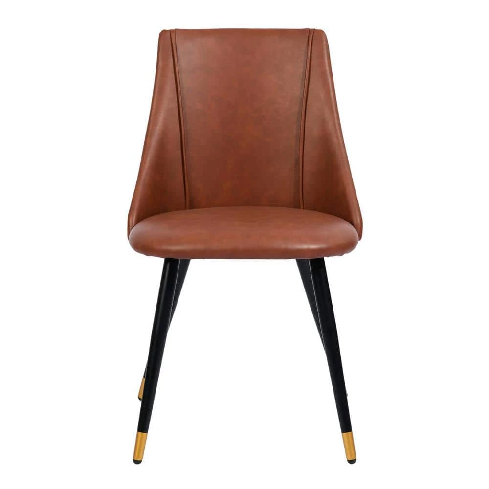 Smeg Caramel Faux Leather Upholstered Dining Side Chairs (Set of 2) by Homy Casa 6 Smeg Caramel Faux Leather Upholstered Dining Side Chairs (Set of 2) by Homy Casa - Image 4