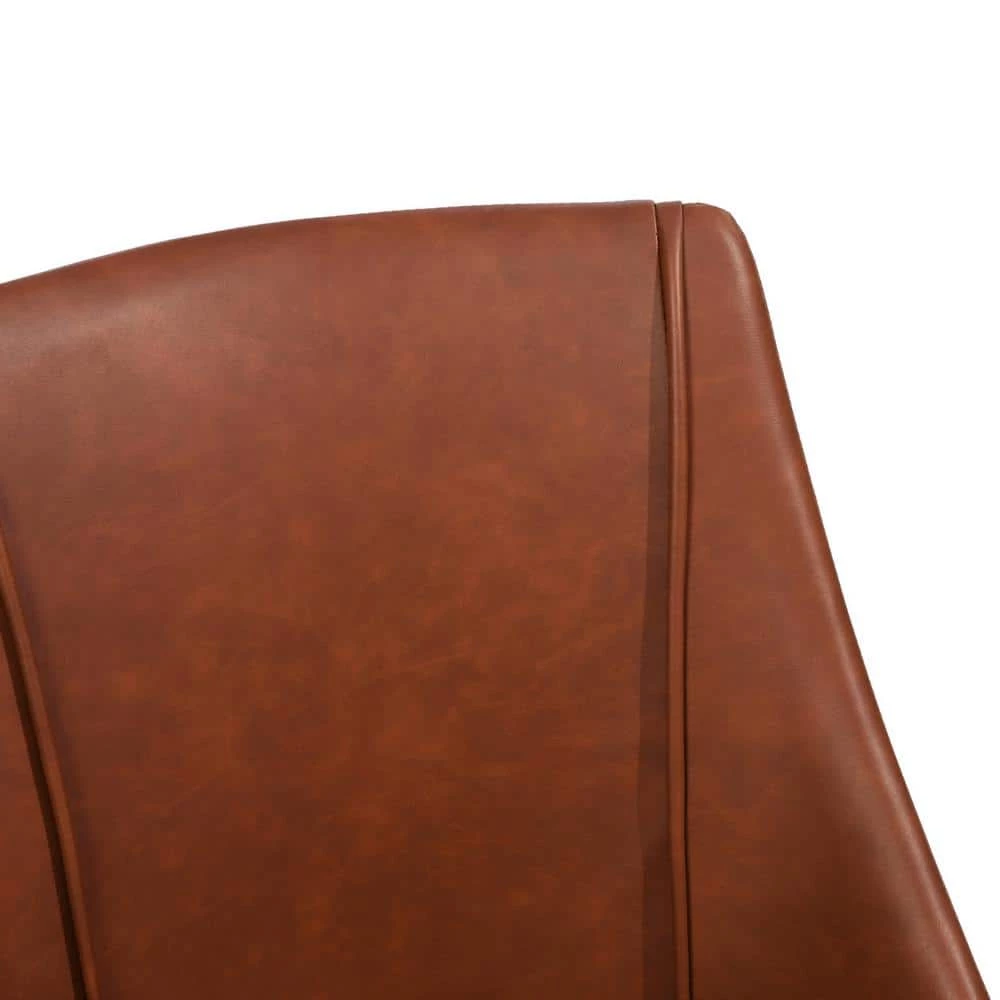 Smeg Caramel Faux Leather Upholstered Dining Side Chairs (Set of 2) by Homy Casa 10 Smeg Caramel Faux Leather Upholstered Dining Side Chairs (Set of 2) by Homy Casa - Image 8