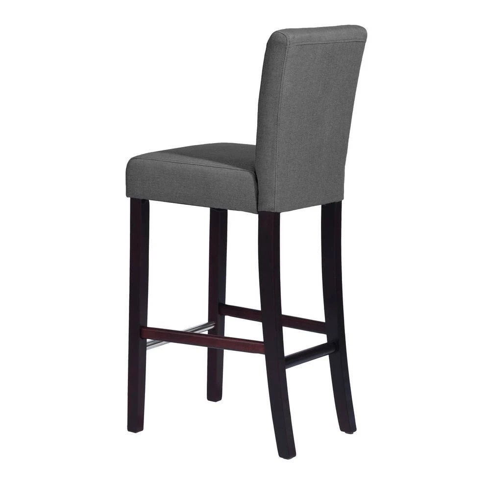 Nielsen 39.8 in. Charcoal Low Back Cushioned Bar Stool with Fabric Seat (Set of 2) by Homy Casa 7 Nielsen 39.8 in. Charcoal Low Back Cushioned Bar Stool with Fabric Seat (Set of 2) by Homy Casa - Image 5