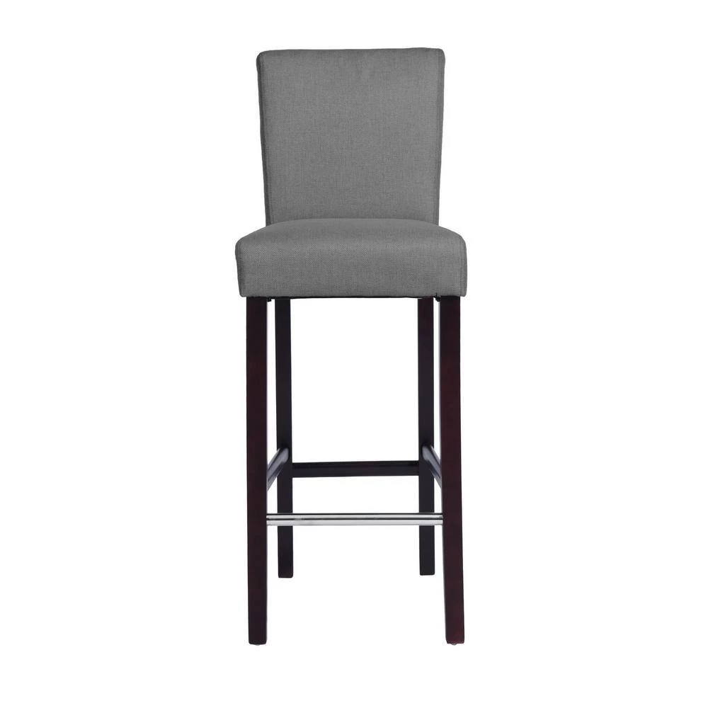 Nielsen 39.8 in. Charcoal Low Back Cushioned Bar Stool with Fabric Seat (Set of 2) by Homy Casa 5 Nielsen 39.8 in. Charcoal Low Back Cushioned Bar Stool with Fabric Seat (Set of 2) by Homy Casa - Image 3