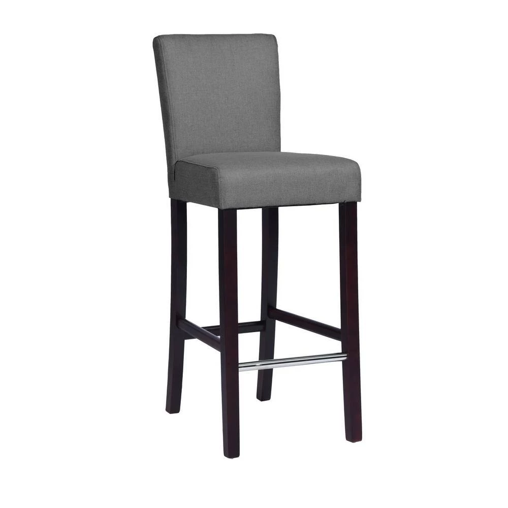 Nielsen 39.8 in. Charcoal Low Back Cushioned Bar Stool with Fabric Seat (Set of 2) by Homy Casa 4 Nielsen 39.8 in. Charcoal Low Back Cushioned Bar Stool with Fabric Seat (Set of 2) by Homy Casa - Image 2